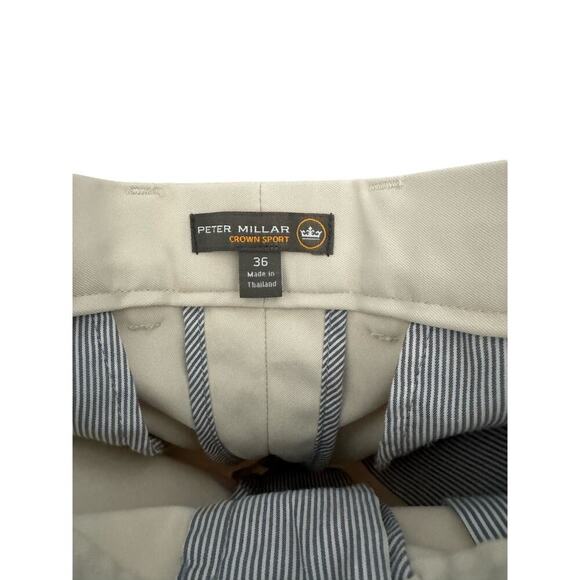 Peter Millar Crown Sport Shorts In Stone Khaki Size 36 - Picture 3 of 3